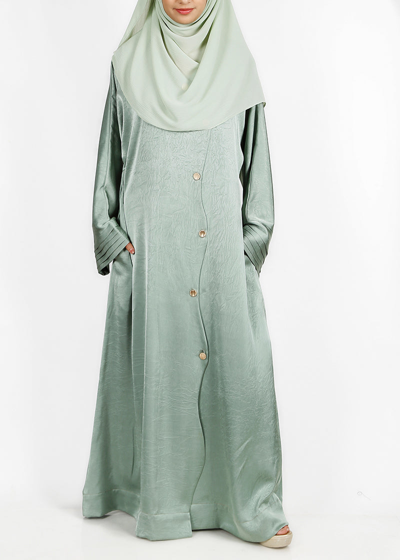 BeingMuslims Asymmetry Luxe Green Acqua Abaya