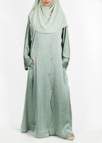 BeingMuslims Asymmetry Luxe Green Acqua Abaya