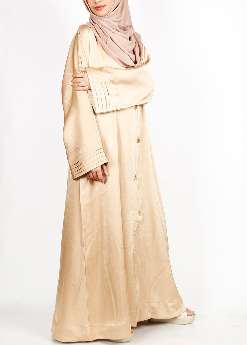 BeingMuslims Asymmetry Luxe Light Gold Abaya