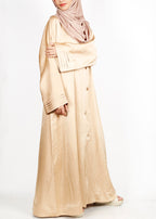 BeingMuslims Asymmetry Luxe Light Gold Abaya