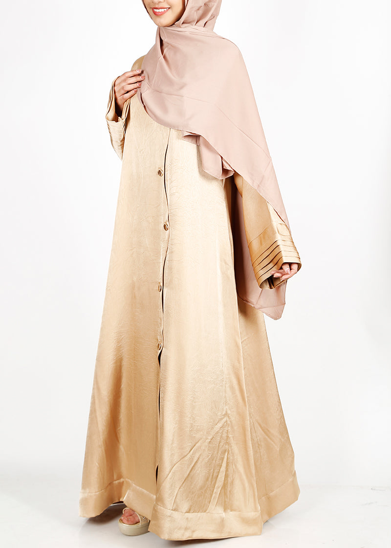 BeingMuslims Asymmetry Luxe Light Gold Abaya