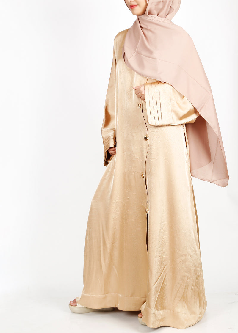 BeingMuslims Asymmetry Luxe Light Gold Abaya