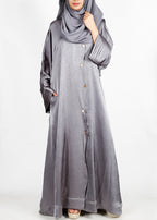 BeingMuslims Asymmetry Luxe Silver Grey Abaya