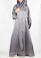 BeingMuslims Asymmetry Luxe Silver Grey Abaya