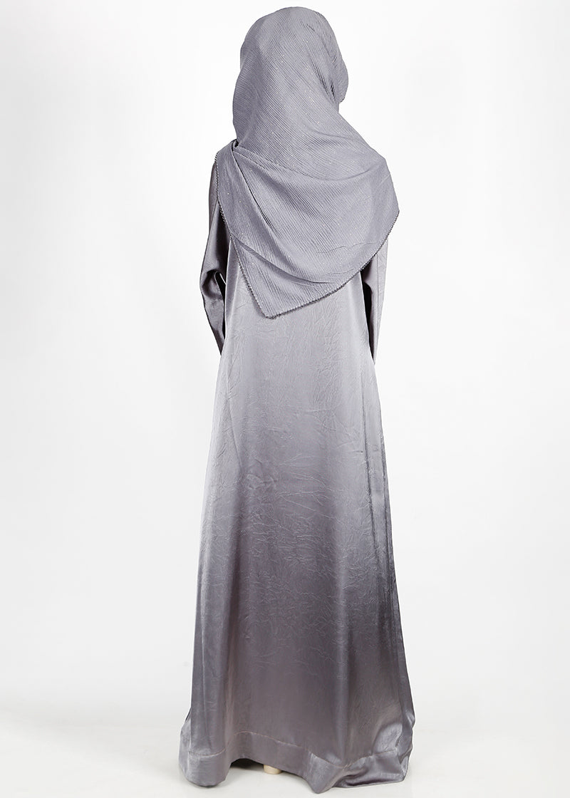 BeingMuslims Asymmetry Luxe Silver Grey Abaya