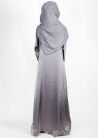 BeingMuslims Asymmetry Luxe Silver Grey Abaya
