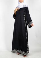 BeingMuslims Graceful Side Embroidered Black Abaya