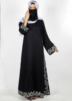 BeingMuslims Graceful Side Embroidered Black Abaya