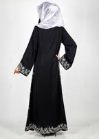 BeingMuslims Graceful Side Embroidered Black Abaya
