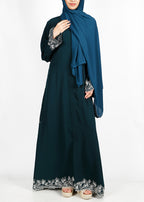 BeingMuslims Graceful Side Embroidered Bottle Green Abaya