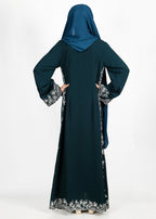 BeingMuslims Graceful Side Embroidered Bottle Green Abaya