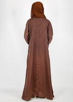BeingMuslims Chocolate Brown Dubai Style Abaya with Cut-dana work on sleeves