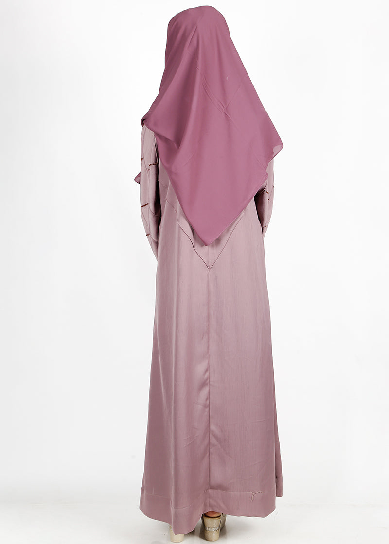 BeingMuslims Light Purple Dubai Style Abaya with Cut-dana work on sleeves