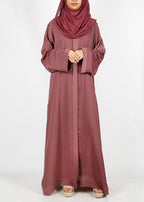BeingMuslims Onion Pink Dubai Style Abaya with Cut-dana work on sleeves