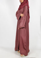 BeingMuslims Onion Pink Dubai Style Abaya with Cut-dana work on sleeves