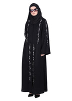 BeingMuslims Black Abaya with Designer Intricate Hand Embroidery