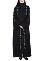 BeingMuslims Black Abaya with Designer Intricate Hand Embroidery