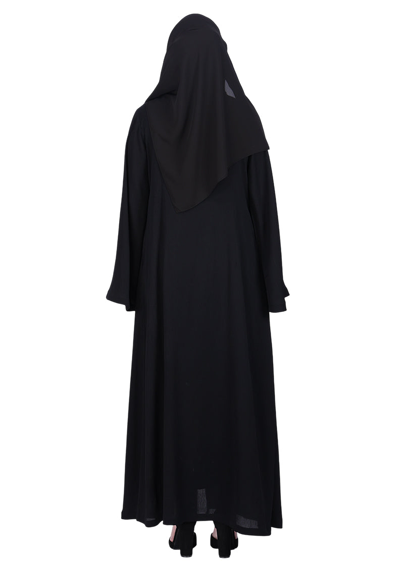 BeingMuslims Black Abaya with Designer Intricate Hand Embroidery