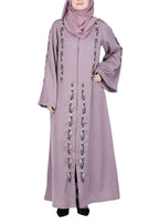 BeingMuslims Light Purple Abaya with Designer Intricate Hand Embroidery