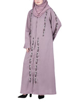 BeingMuslims Light Purple Abaya with Designer Intricate Hand Embroidery
