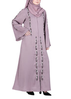 BeingMuslims Light Purple Abaya with Designer Intricate Hand Embroidery