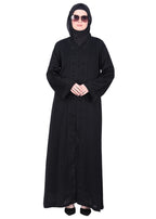 BeingMuslims Black Abaya with Rich Intricate Hand Embroidery