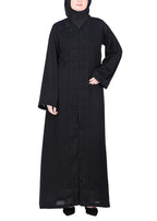 BeingMuslims Black Abaya with Rich Intricate Hand Embroidery