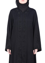 BeingMuslims Black Abaya with Rich Intricate Hand Embroidery