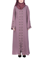 BeingMuslims Purple Abaya with Rich Intricate Hand Embroidery