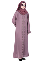 BeingMuslims Purple Abaya with Rich Intricate Hand Embroidery