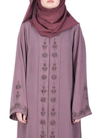 BeingMuslims Purple Abaya with Rich Intricate Hand Embroidery