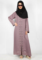 BeingMuslims Light Purple Abaya with Rich Intricate Hand Embroidery