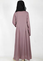 BeingMuslims Light Purple Abaya with Rich Intricate Hand Embroidery