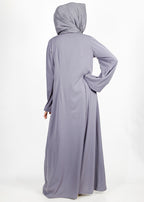 BeingMuslims Graceful Light Grey Abaya with Beautiful Pearl Hand Embroidery