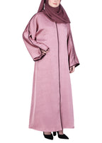 BeingMuslims Gleaming Onion Pink Elite Crush Abaya with Piping