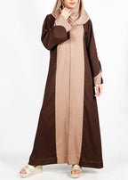BeingMuslims Mocha and Beige Color Block Abaya