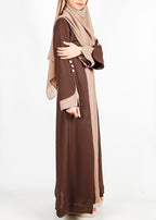 BeingMuslims Mocha and Beige Color Block Abaya