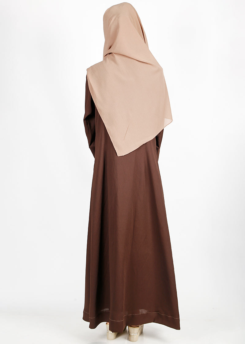 BeingMuslims Mocha and Beige Color Block Abaya
