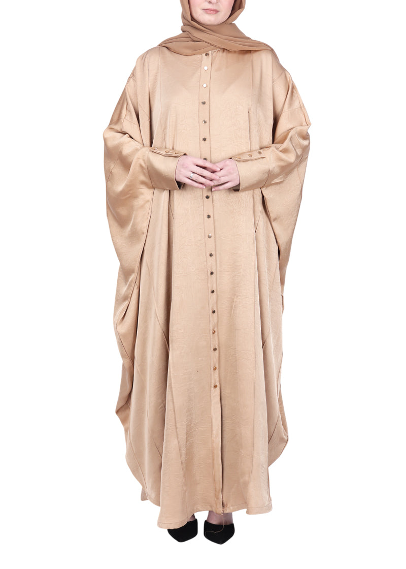 BeingMuslims Lustrous Beige Front Open Buttoned Kaftan