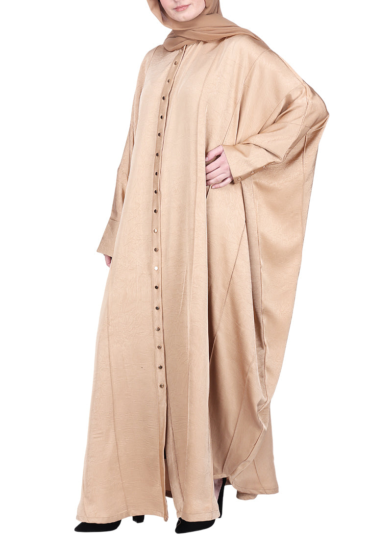 BeingMuslims Lustrous Beige Front Open Buttoned Kaftan
