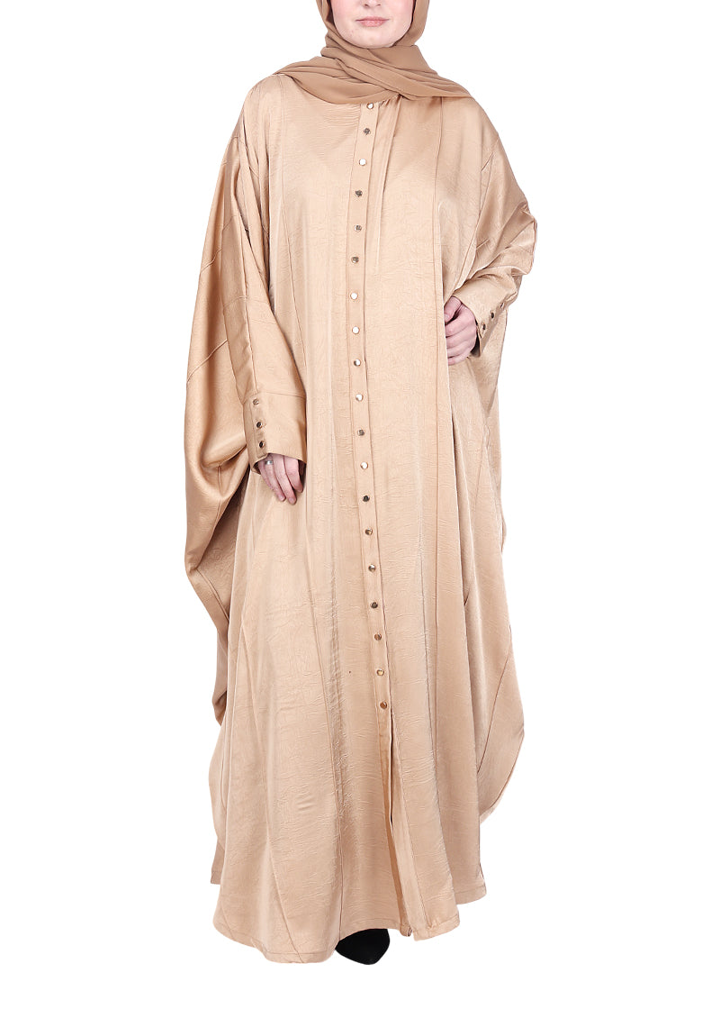 BeingMuslims Lustrous Beige Front Open Buttoned Kaftan