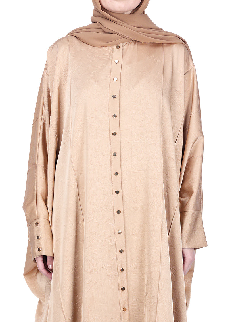 BeingMuslims Lustrous Beige Front Open Buttoned Kaftan