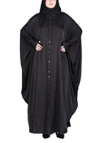 BeingMuslims Lustrous Black Front Open Buttoned Kaftan