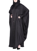 BeingMuslims Lustrous Black Front Open Buttoned Kaftan