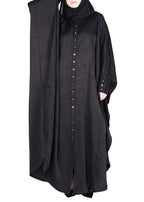 BeingMuslims Lustrous Black Front Open Buttoned Kaftan