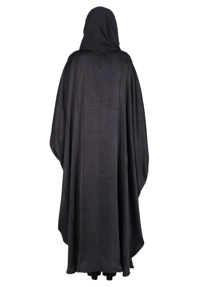 BeingMuslims Lustrous Black Front Open Buttoned Kaftan