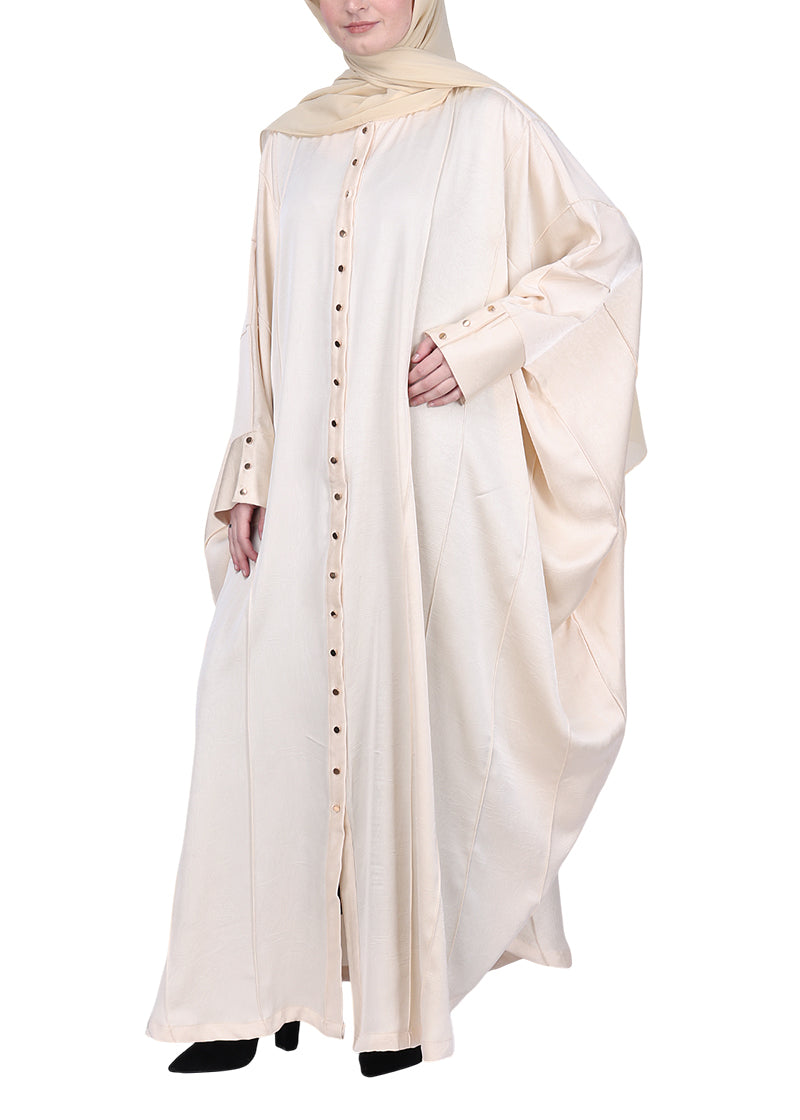BeingMuslims Lustrous Cream Front Open Buttoned Kaftan