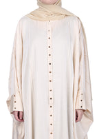 BeingMuslims Lustrous Cream Front Open Buttoned Kaftan