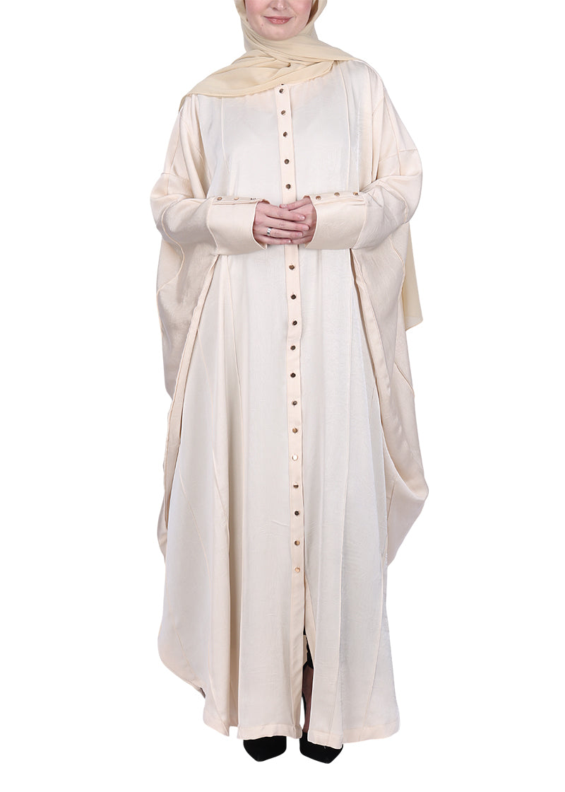 BeingMuslims Lustrous Cream Front Open Buttoned Kaftan