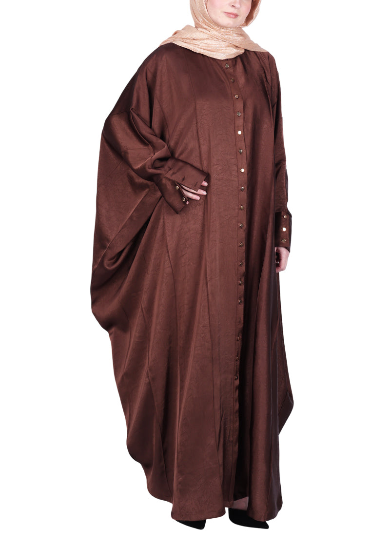 BeingMuslims Lustrous Brown Front Open Buttoned Kaftan